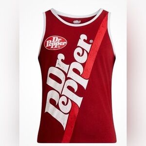 Dr Pepper Tank Top L Men's Red White Ringer Vintage Retro Soda Graphic Shirt NWT